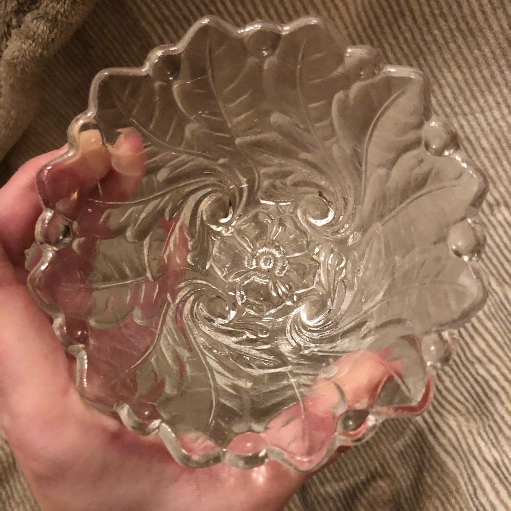 Vintage Indiana Glass Wild Rose Condiment Dish